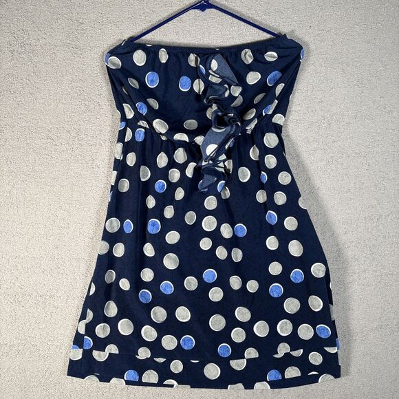 Banana Republic Mini Tube Dress Womens 0 Navy Polka Dot Y2K Ruffle Empire Waist - Picture 1 of 10